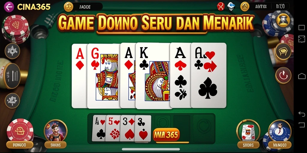 Screenshot utama CINA365 menampilkan gameplay domino yang seru dan menarik.