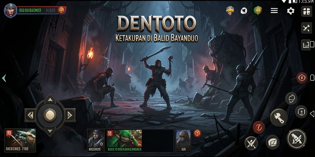 Screenshot gameplay DENTOTO yang menampilkan suasana horor yang mencekam.