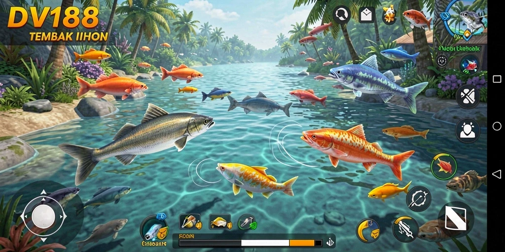 Tampilan seru gameplay Tembak Ikan di DV188.