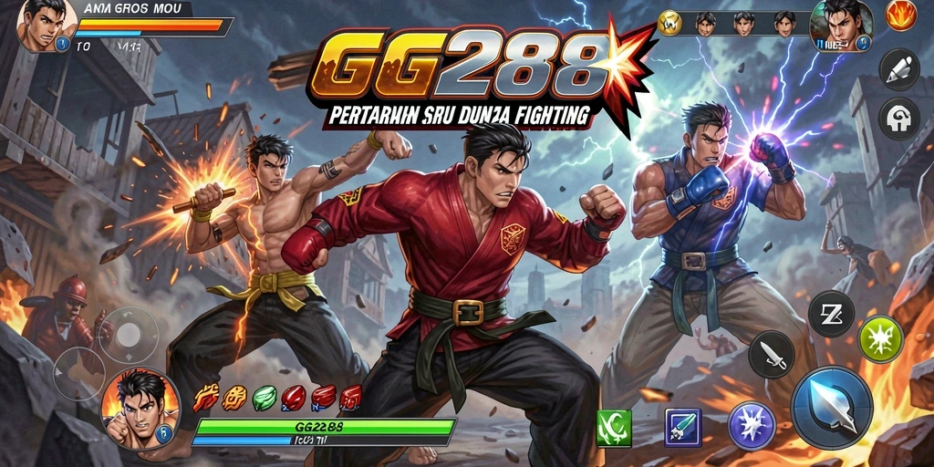 Gameplay GG288 menunjukkan pertarungan seru dengan karakter yang beragam.