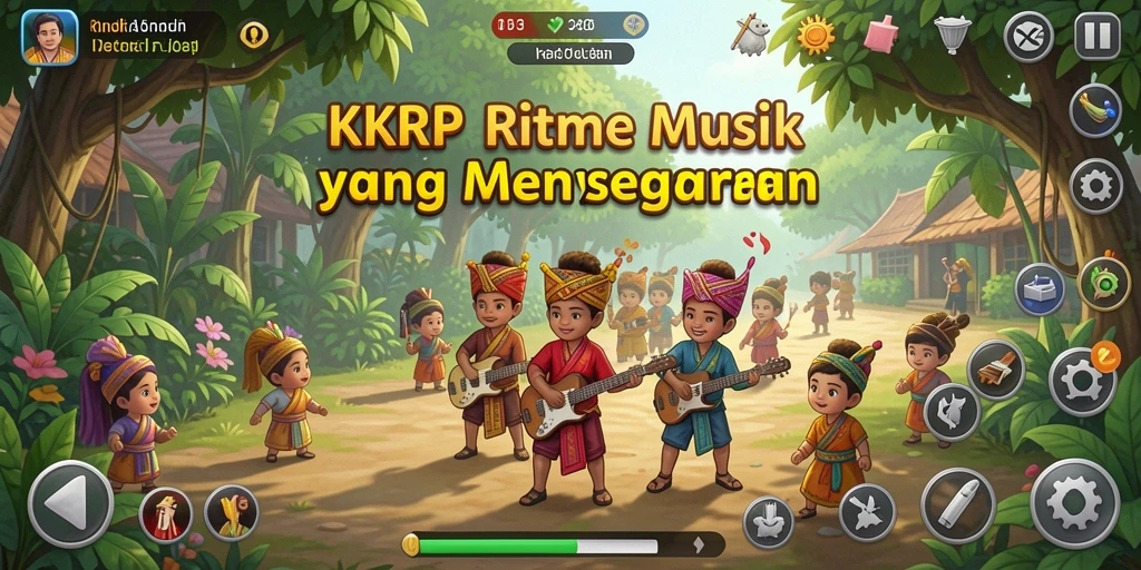 Screenshot gameplay KKRP yang menunjukkan pengalaman bermain musik yang interaktif.