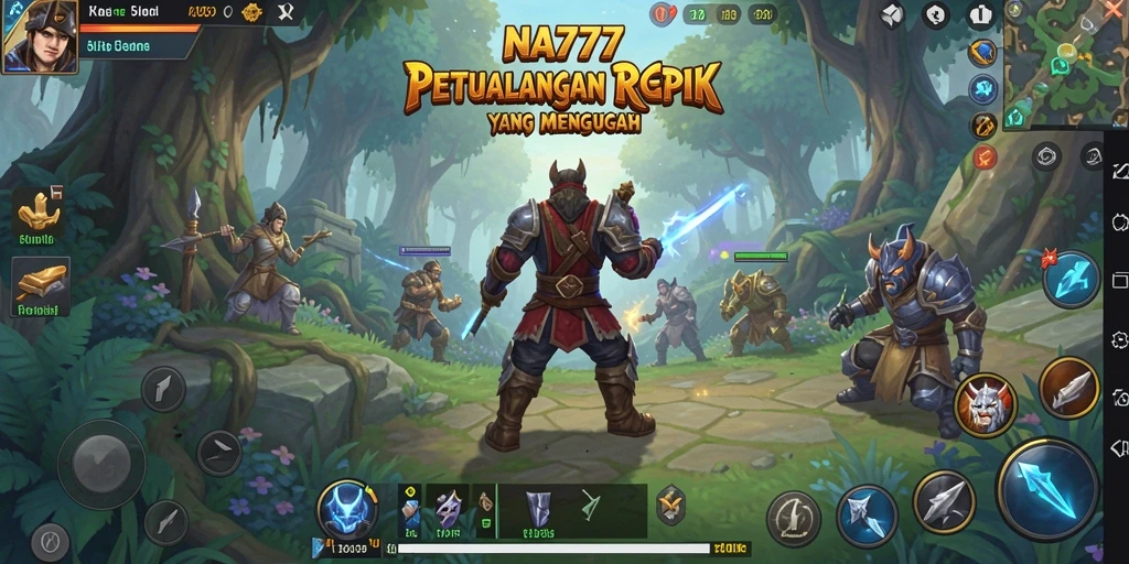 Tangkapan layar gameplay NA777 dengan pertarungan seru dan karakter penuh warna.