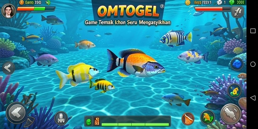 Screenshot gameplay OMTOGEL dengan aksi Tembak Ikan yang seru.