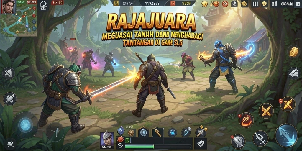 Screenshot RAJAJUARA menampilkan pertempuran strategis antar kerajaan.