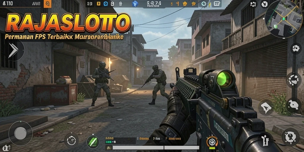 Tangkapan layar gameplay RAJASLOTO yang menampilkan aksi FPS yang intens.