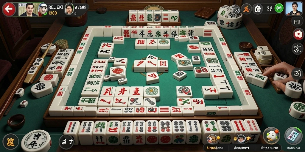 Screenshot gameplay REJEKI menampilkan keseimbangan dan strategi dalam Mahjong.