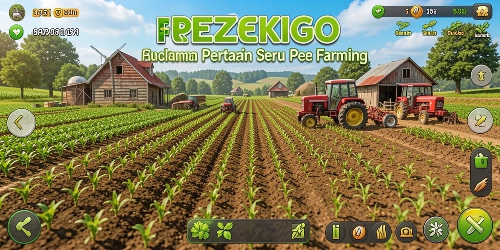 Tampilan gameplay <strong>REZEKIGO</strong> yang menampilkan aktivitas pertanian yang seru.