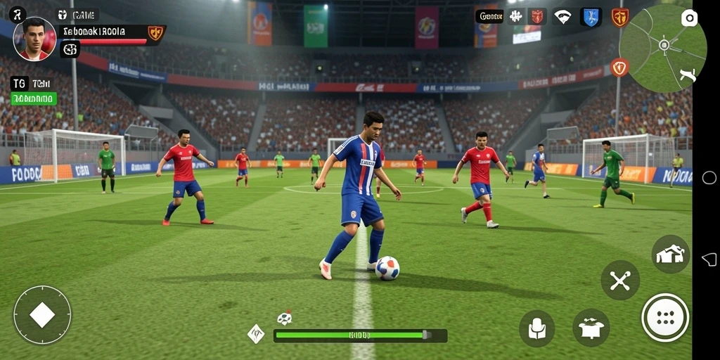 Tampilan gameplay T6 yang memikat di lapangan sepak bola.