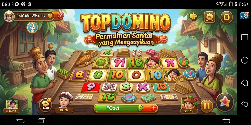 Tampilan gameplay TOPDOMINO yang menarik dan penuh strategi.