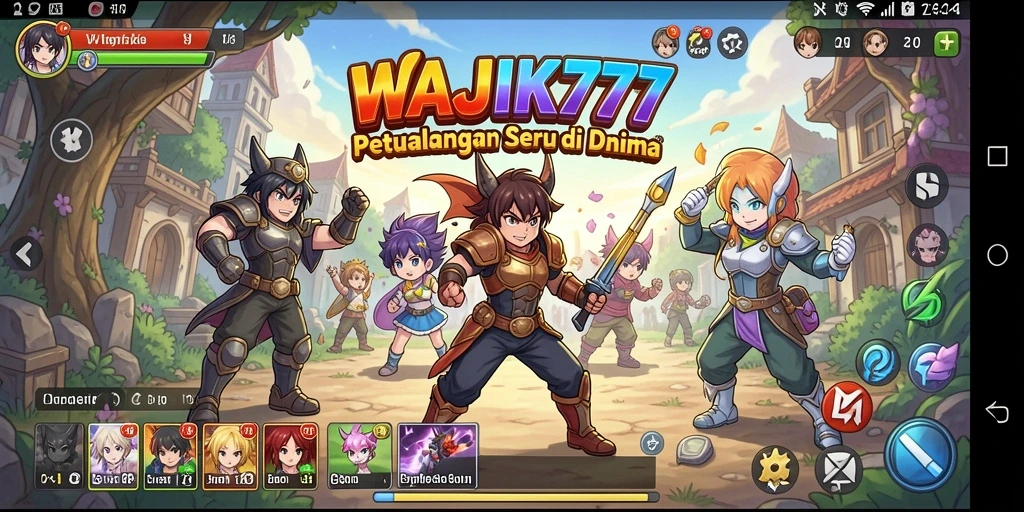 Screenshot gameplay WAJIK777 menampilkan pertarungan karakter anime yang dinamis.