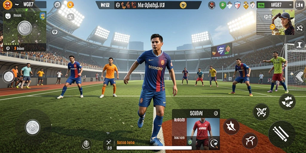 Screenshot gameplay WG87 menampilkan aksi olahraga yang intens dan seru.