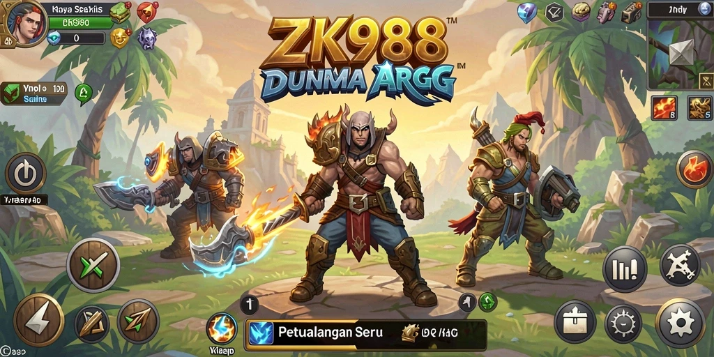Tampilan gameplay seru ZK988 dengan pertarungan karakter yang dinamis.