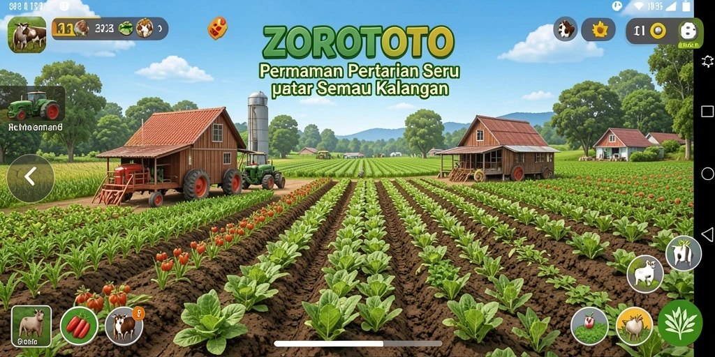 Tampilan gameplay ZOROTOTO saat menanam dan merawat tanaman.